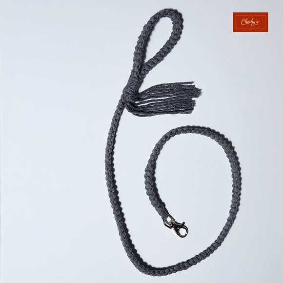 New Handmade Macramé Dog Leash – Gray, 42" Long x 0.75" Wide - Picture 1 of 3
